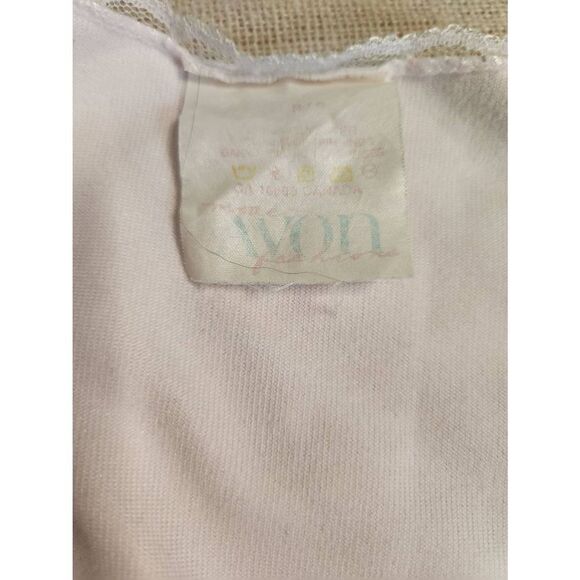 80s Vintage Deadstock Satin Lace Avon Pj Set Pale Pink Bow Size Small - Picture 4 of 8